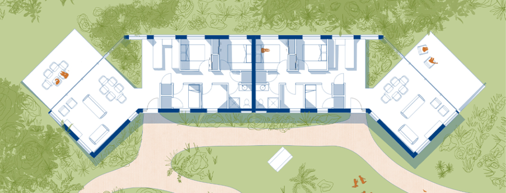 Cut-out corner sections bring site biodiversity inside homes in this medium-density residential project (representative image). Image by R. du Preez.
